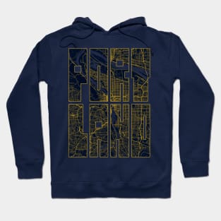 Portland, USA City Map Typography - Gold Art Deco Hoodie